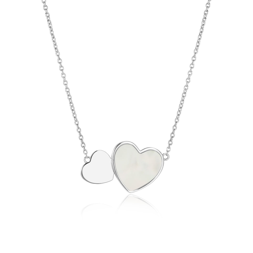 Mother of Pearl Double Heart Necklace