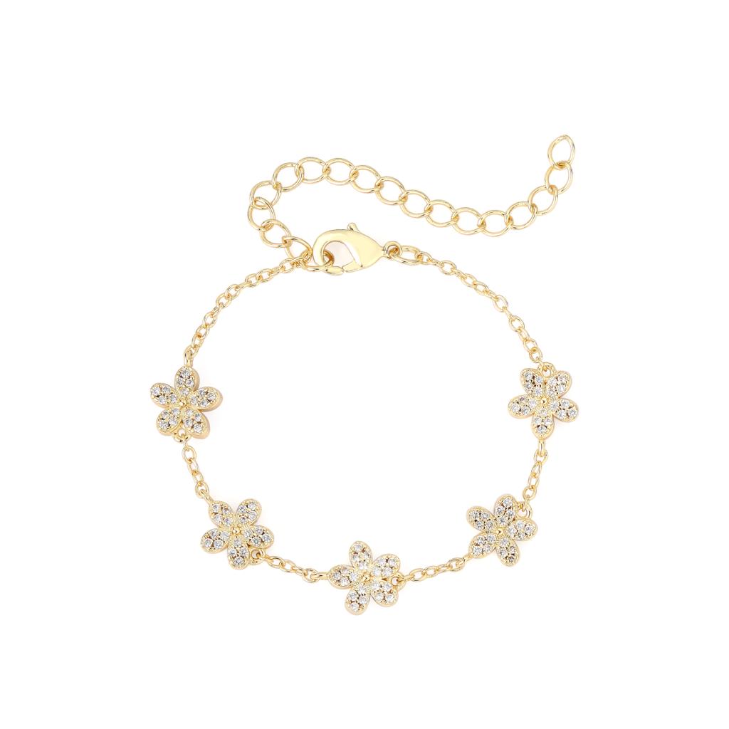 Gold Sparkle Flower Bracelet