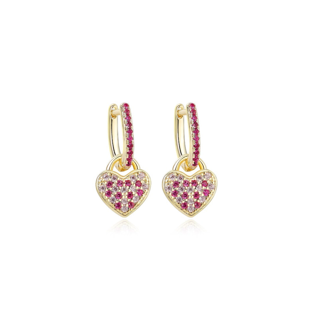 Pink Sparkly Heart Earring
