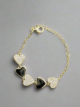 Load image into Gallery viewer, Gold and Pave Heart Bracelet
