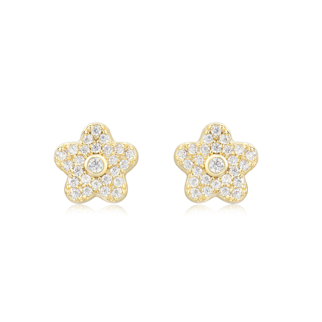 Pave Flower Screw Back