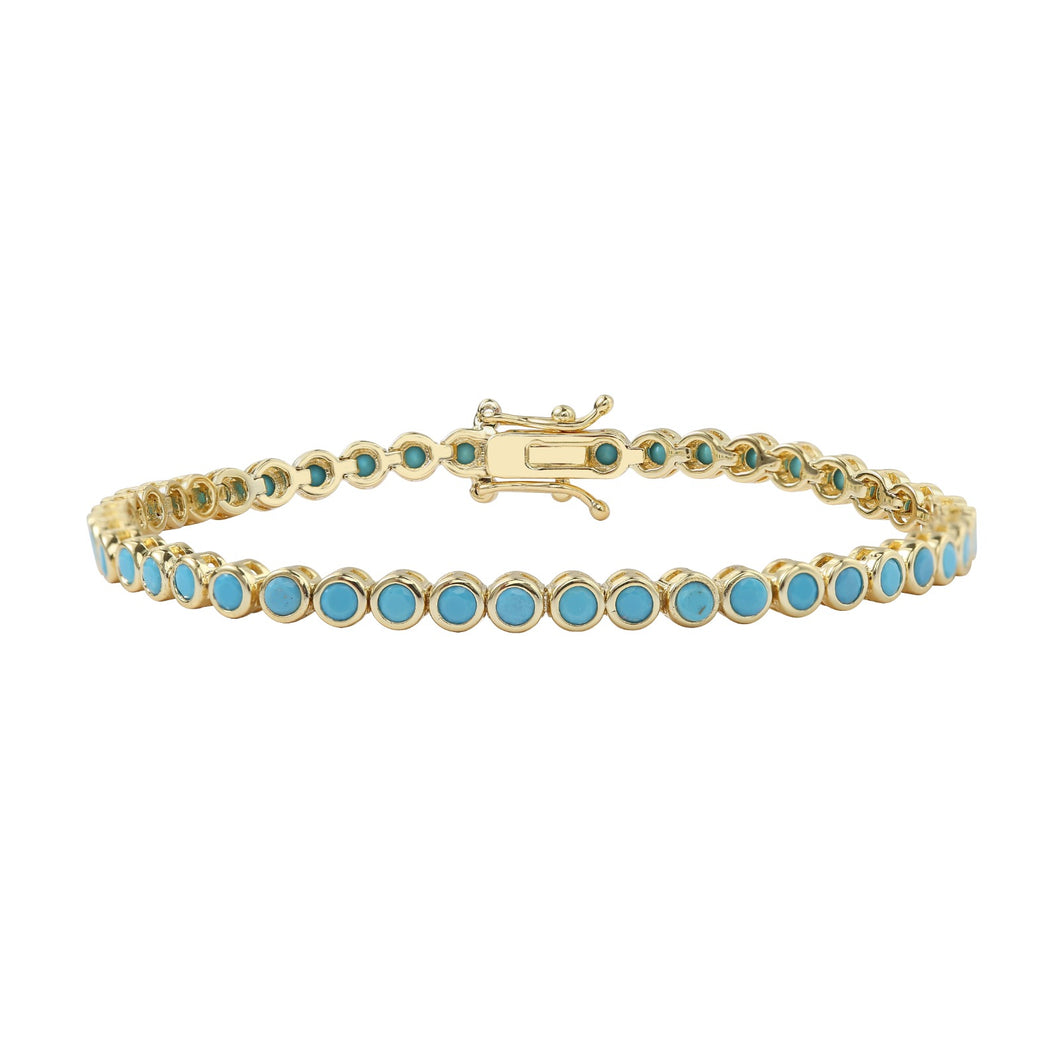 Turquoise and Gold Tennis Bracelet