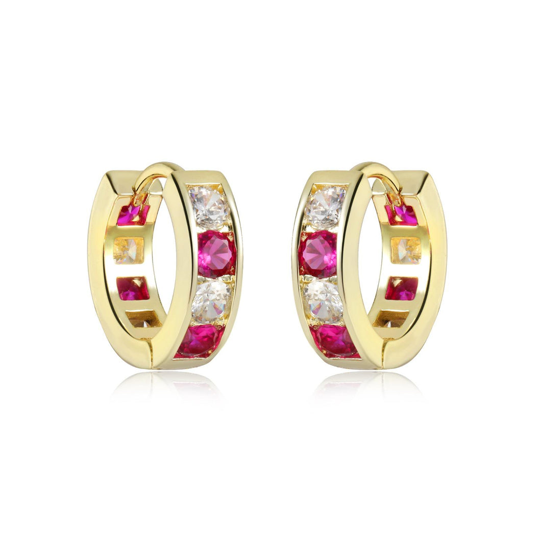 Pink and Diamond Stone Huggie Back