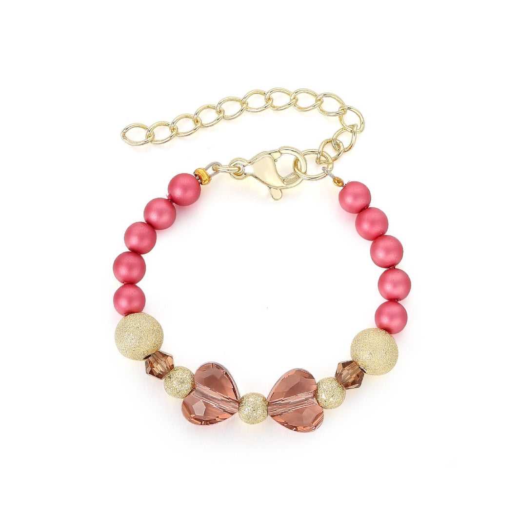 Pink Bow and Bead Bracelet