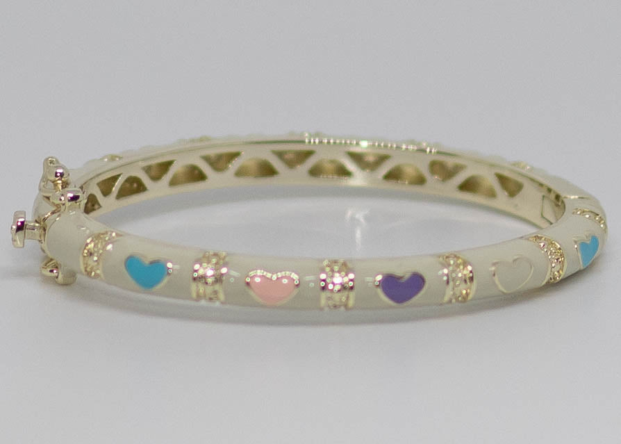 White Enamel Heart Bangle