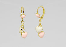 Load image into Gallery viewer, Pink and White Heart Dangle Lever Back
