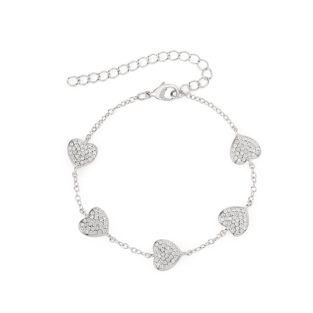 Silver Sparkle Heart Bracelet