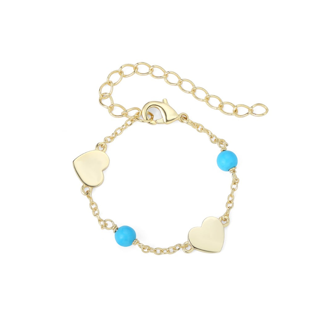 Blue and Gold Heart Bracelet