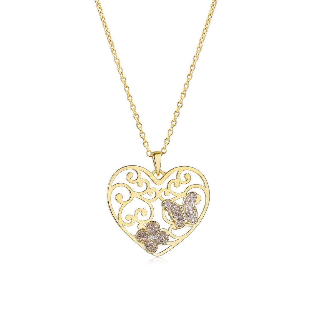 Hearts and Wings Pendant Necklace