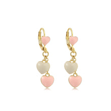 Load image into Gallery viewer, Pink and White Heart Dangle Lever Back
