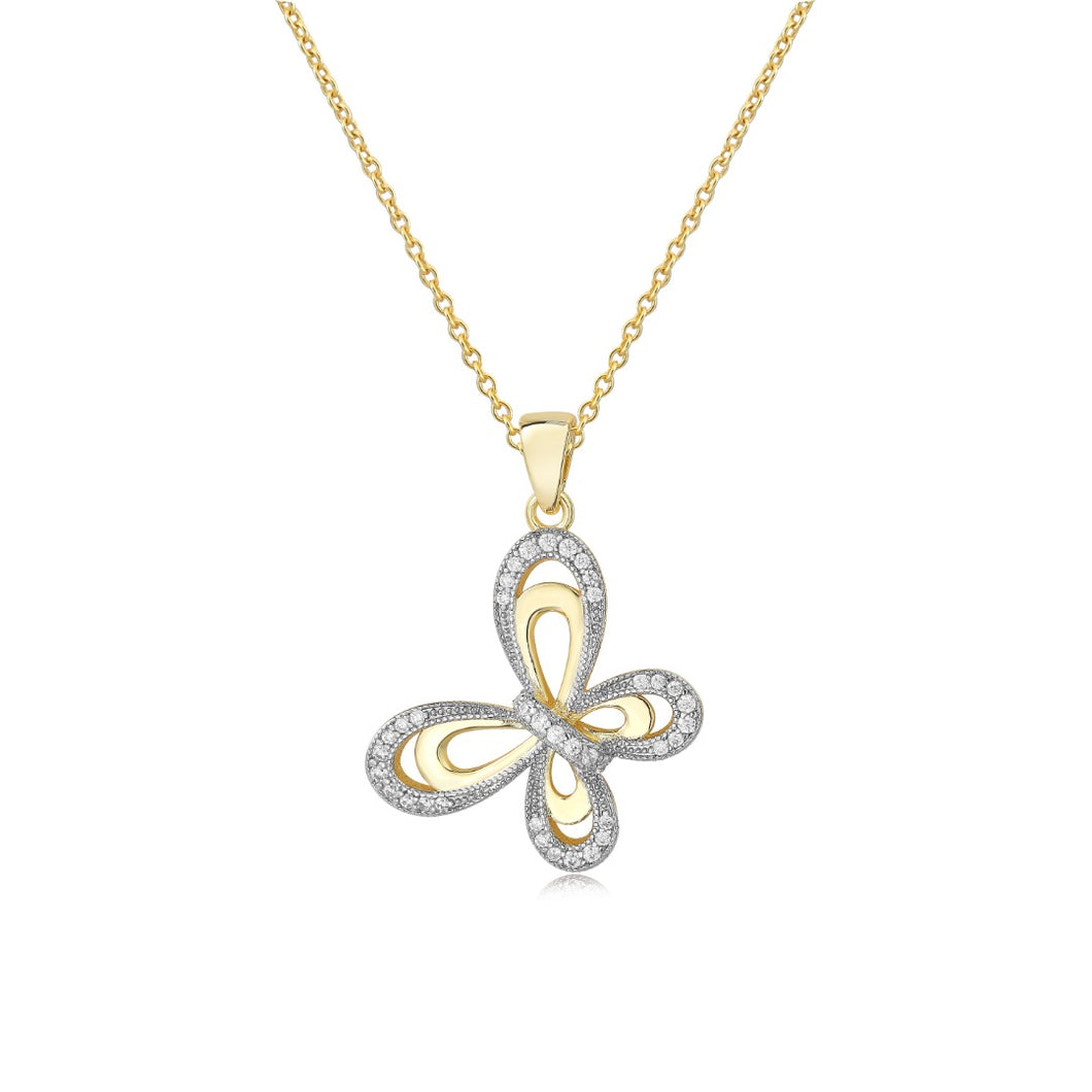 Diamond and Gold Butterfly Necklace