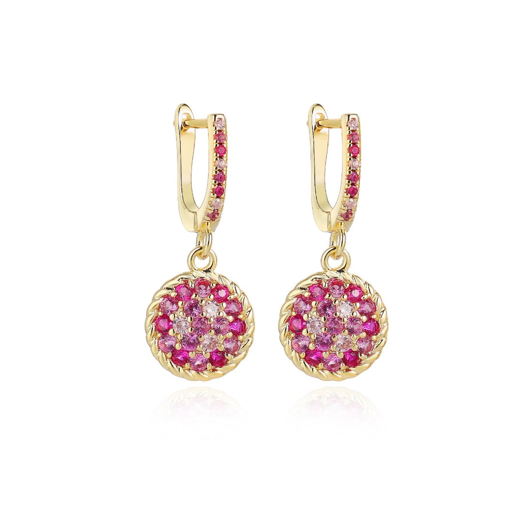Pink Circle Sparkle Earring