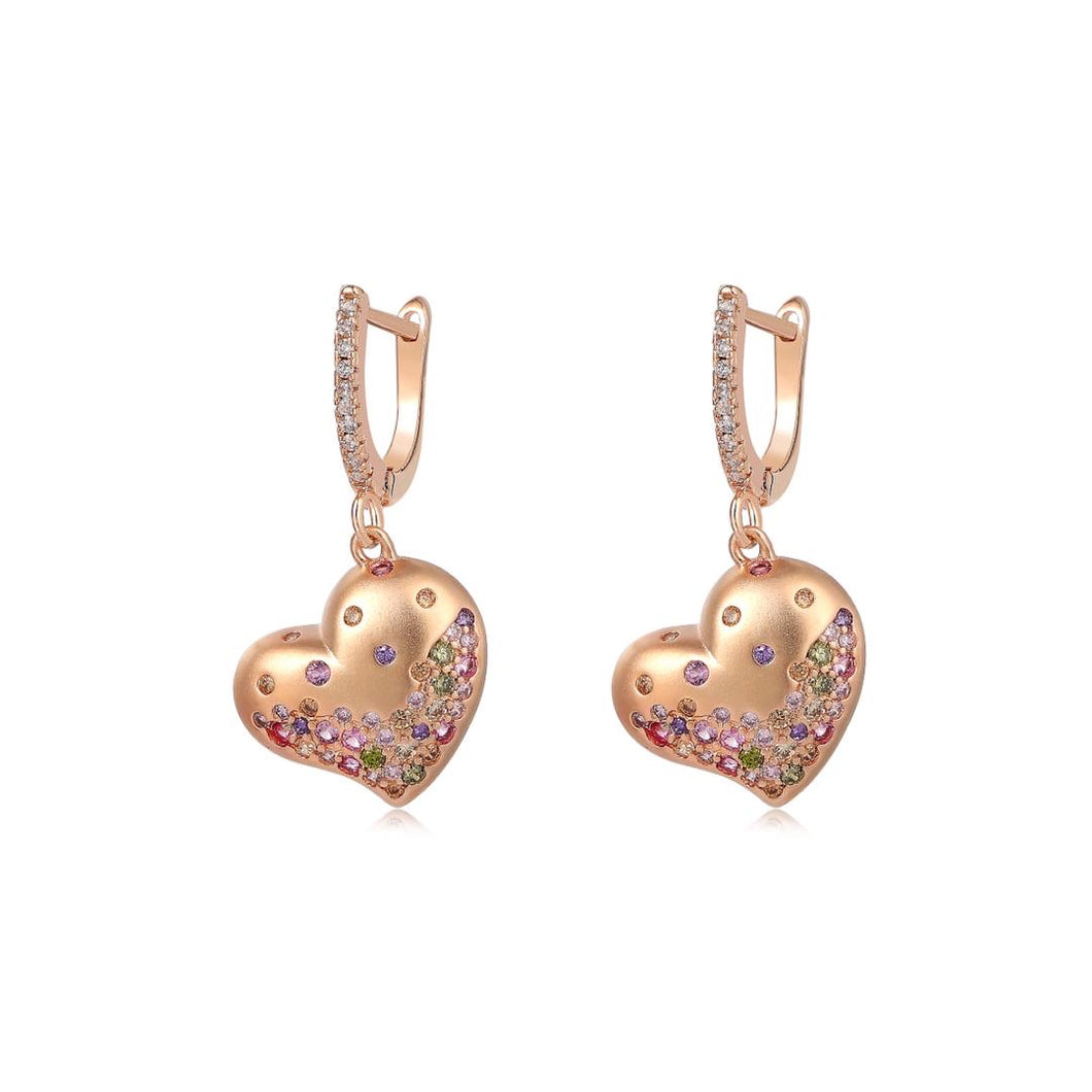 Rose gold heart jeweled earring